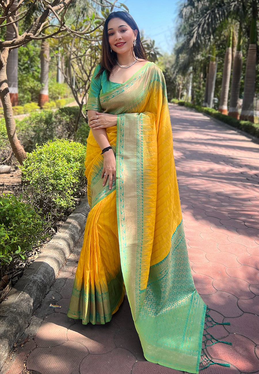 Soft Silk Zari Woven Saree with Contrast Border