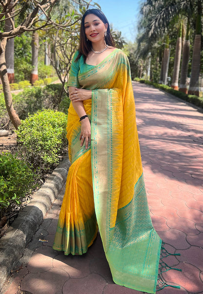 Soft Silk Zari Woven Saree with Contrast Border