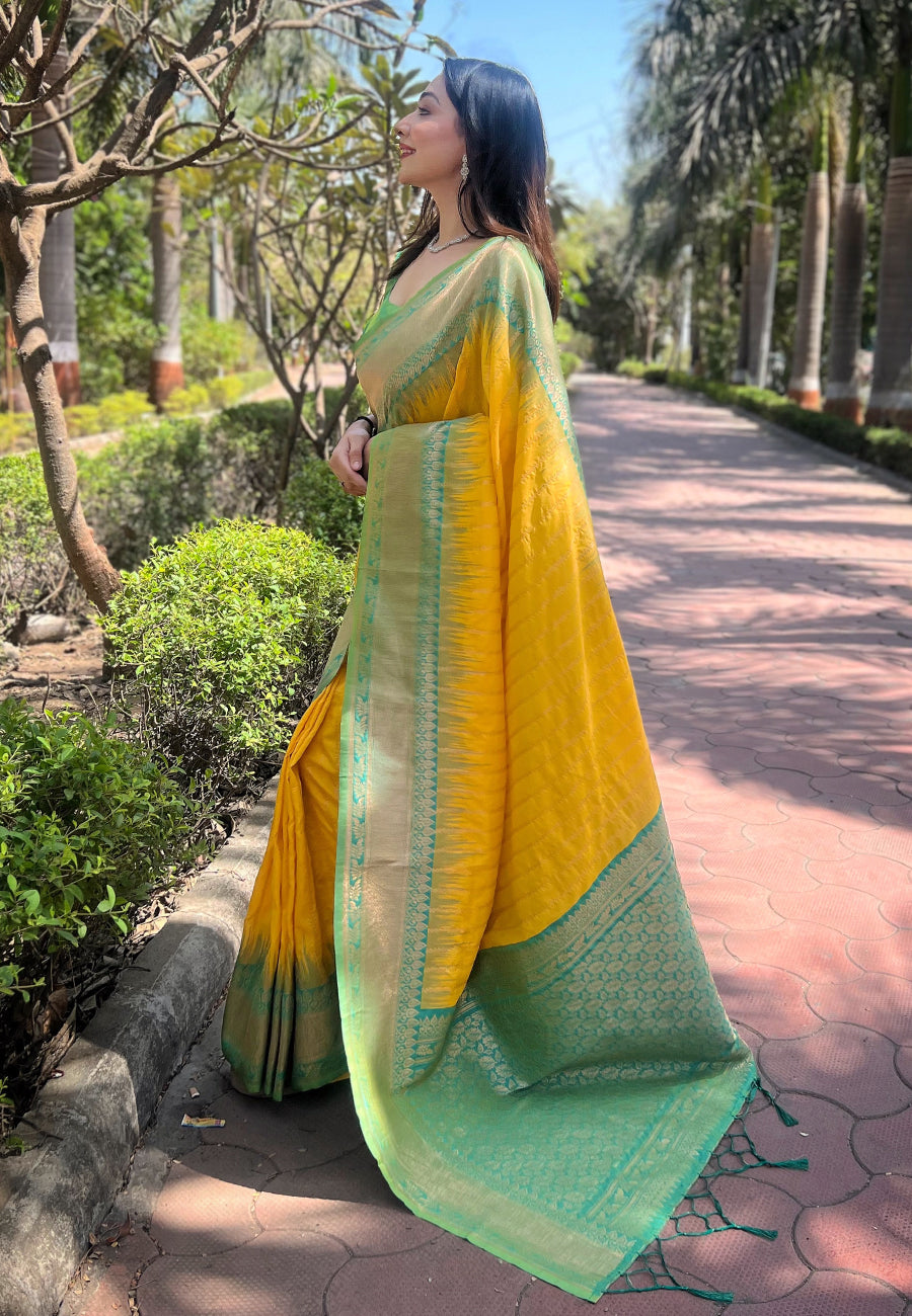 Soft Silk Zari Woven Saree with Contrast Border