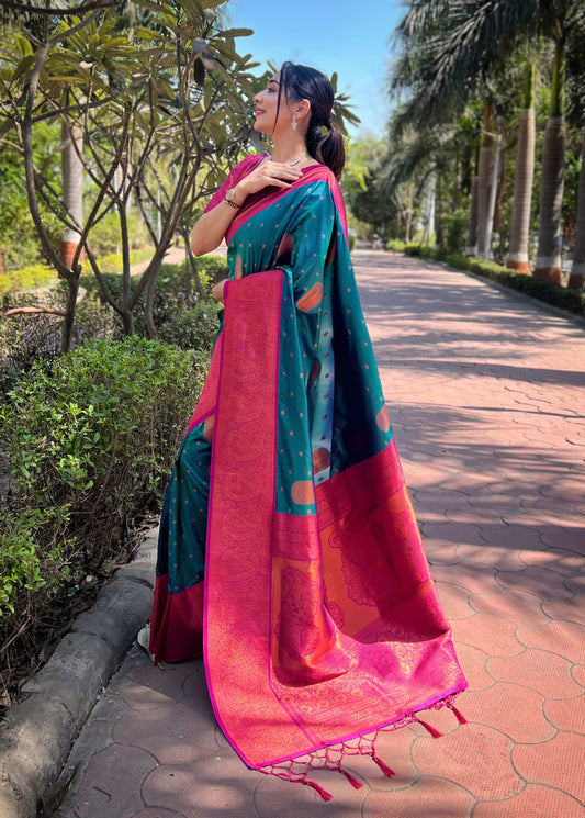 Pure Soft Silk Contrast Zari Woven Saree