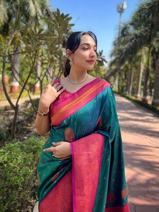 Pure Soft Silk Contrast Zari Woven Saree