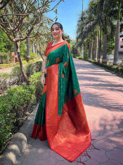 Pure Soft Silk Contrast Zari Woven Saree