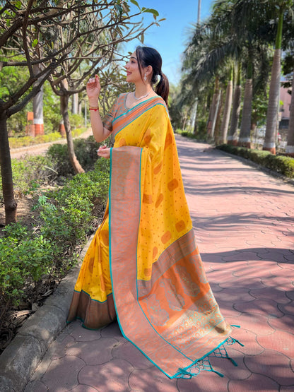 Pure Soft Silk Contrast Zari Woven Saree