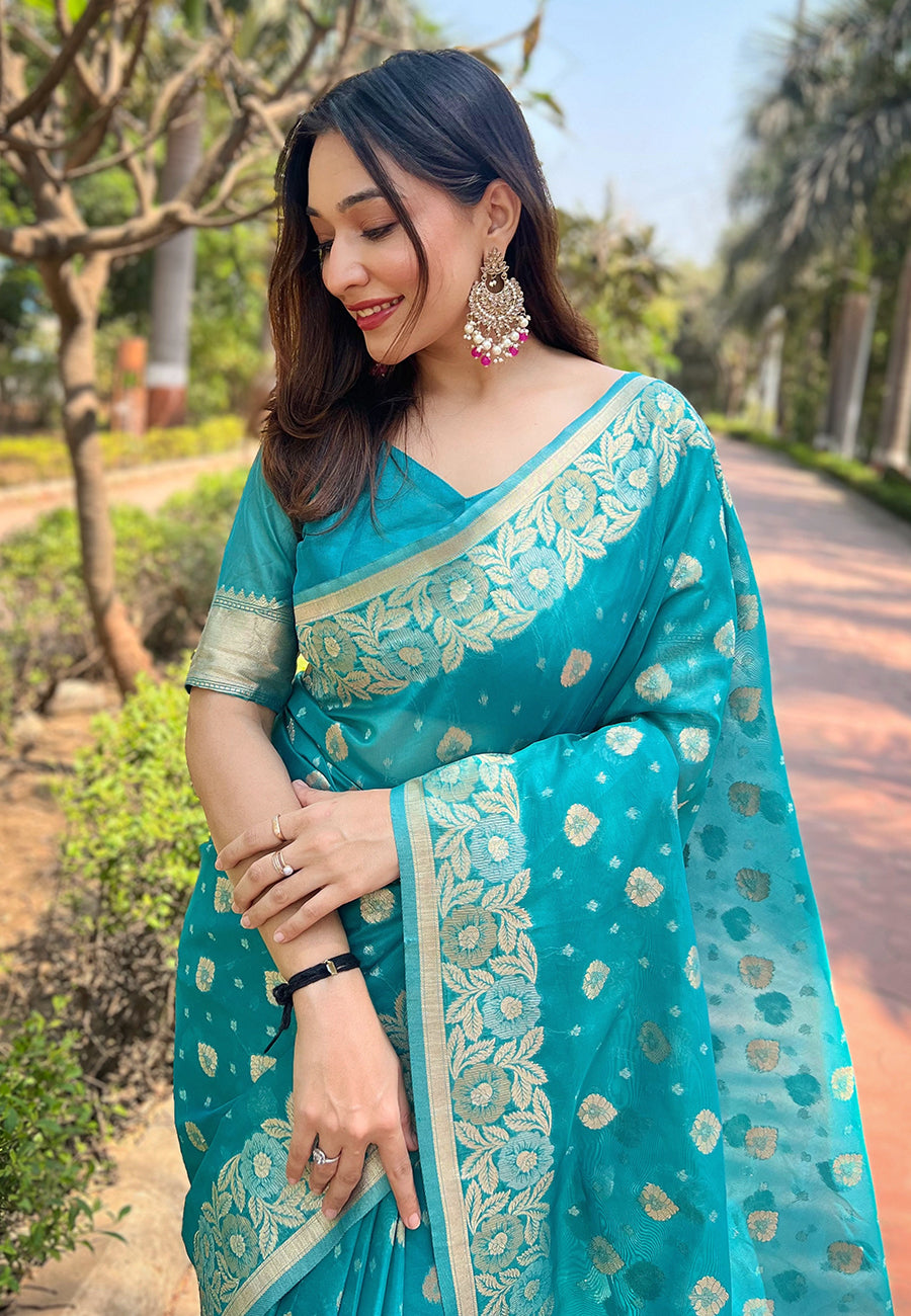 Pure Organza Meenakari Zari Woven Saree
