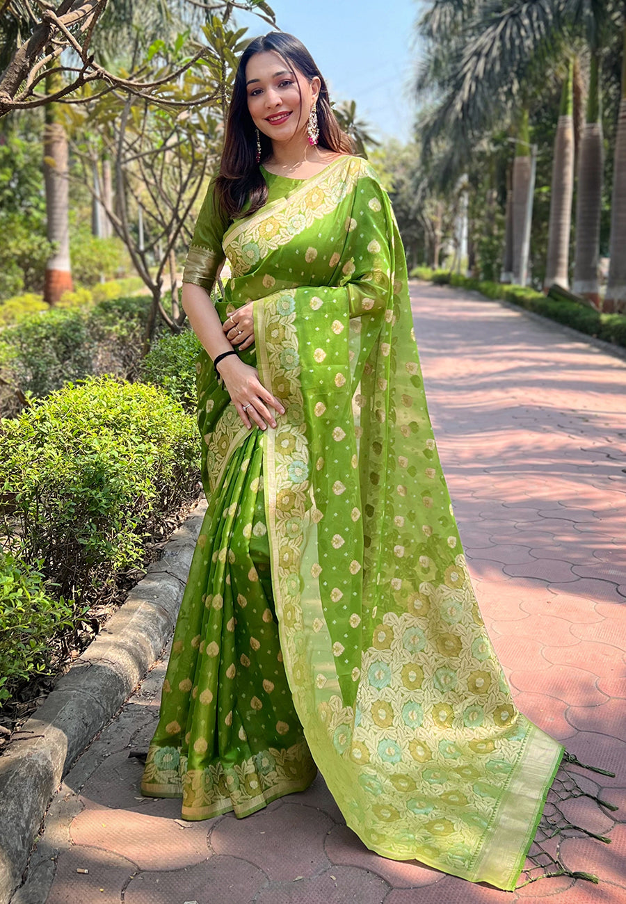 Pure Organza Meenakari Zari Woven Saree