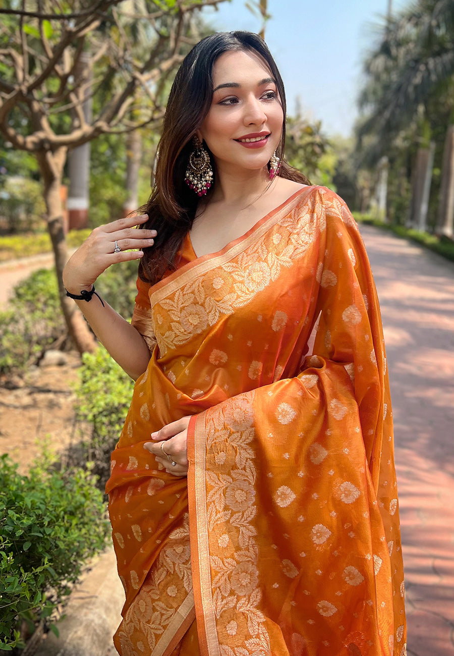 Pure Organza Meenakari Zari Woven Saree