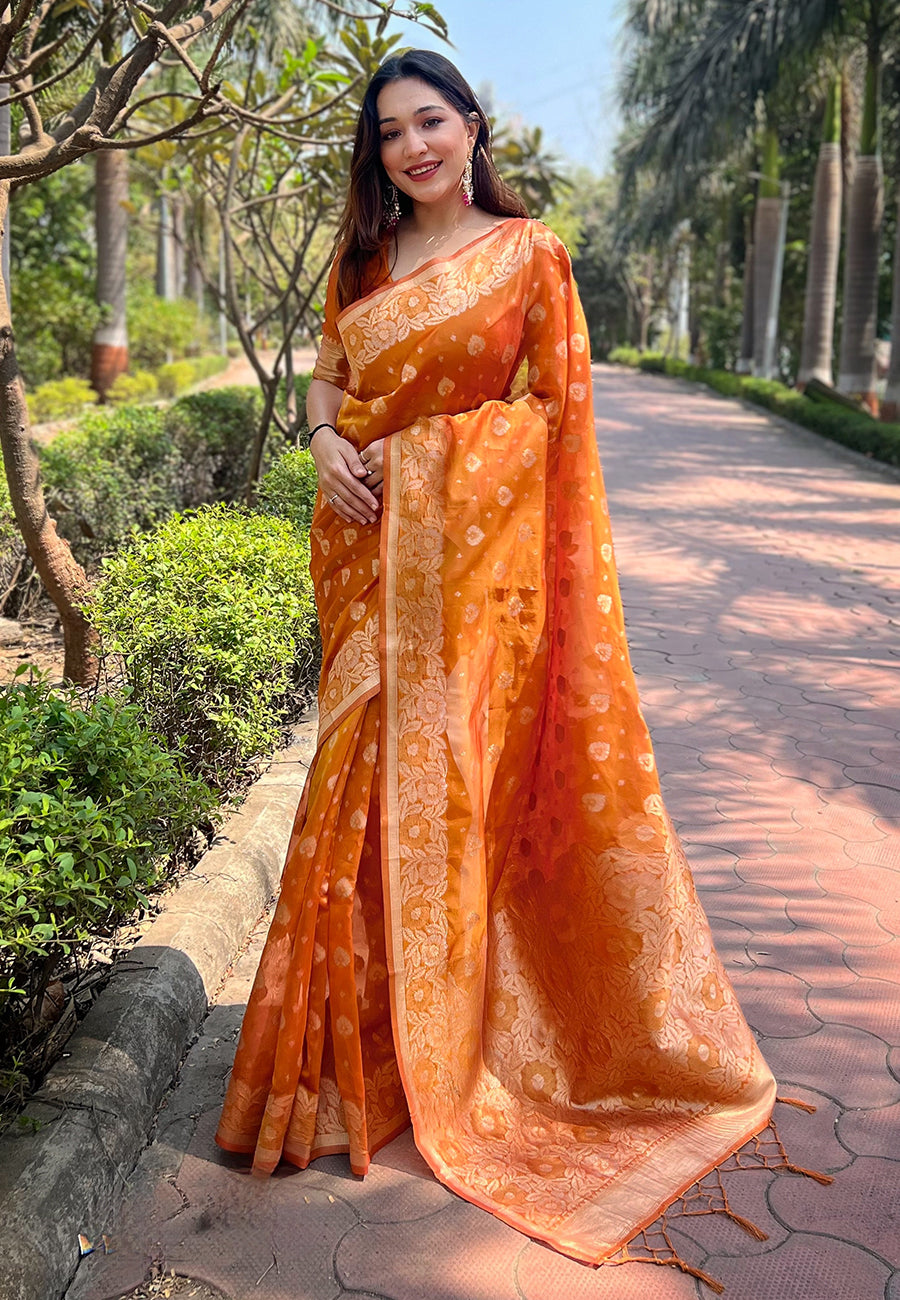 Pure Organza Meenakari Zari Woven Saree