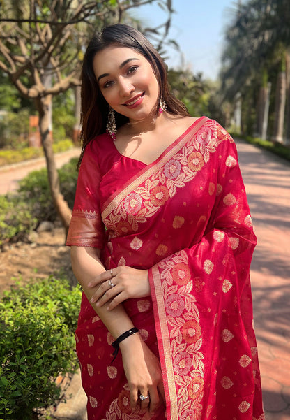 Pure Organza Meenakari Zari Woven Saree