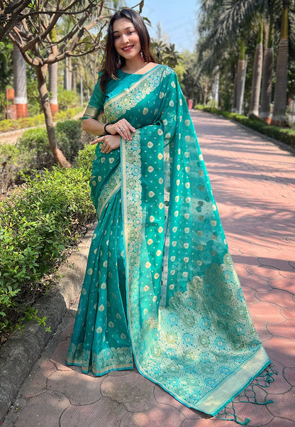 Pure Organza Meenakari Zari Woven Saree