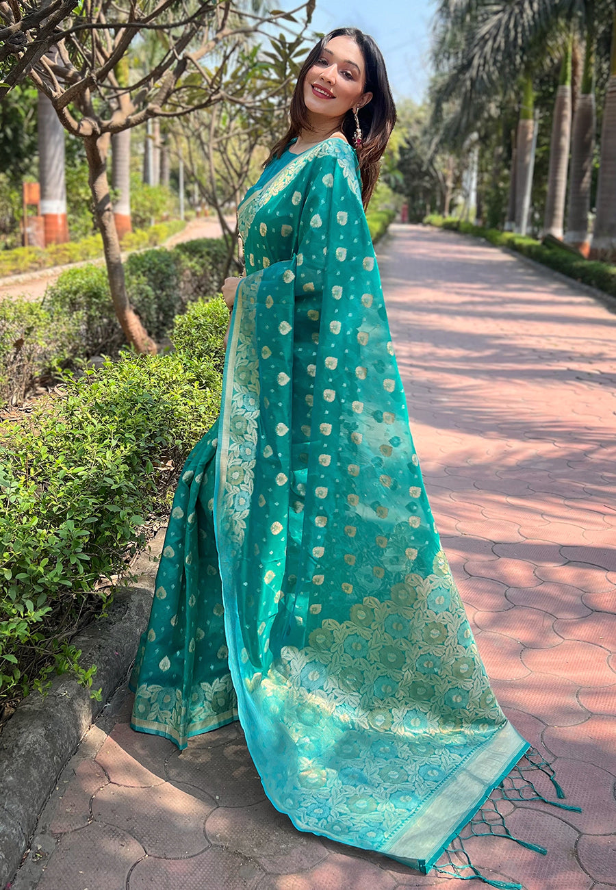 Pure Organza Meenakari Zari Woven Saree