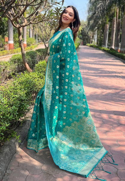 Pure Organza Meenakari Zari Woven Saree