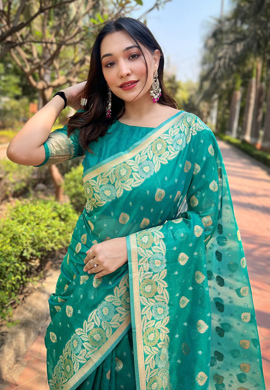 Pure Organza Meenakari Zari Woven Saree