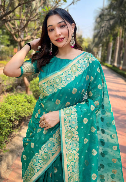 Pure Organza Meenakari Zari Woven Saree