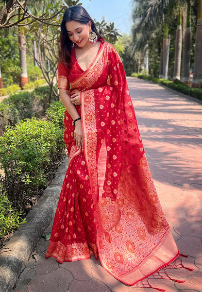 Pure Organza Meenakari Zari Woven Saree