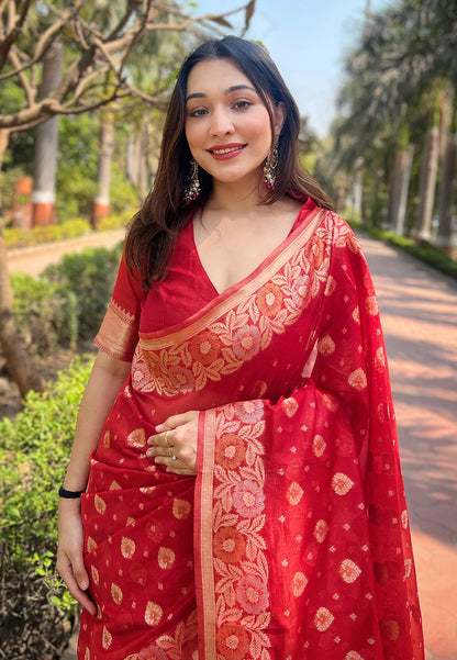 Pure Organza Meenakari Zari Woven Saree