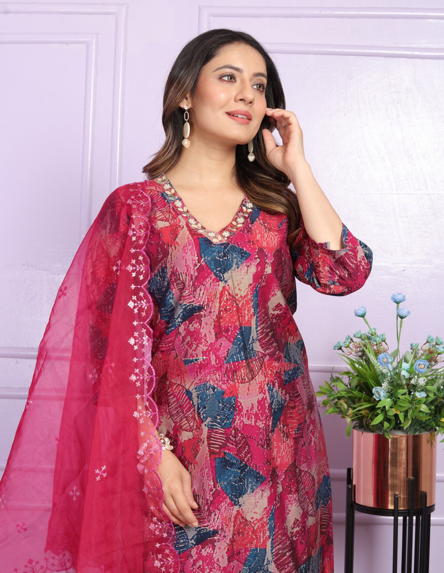 Modal Silk Straight Kurti in Wine Shade