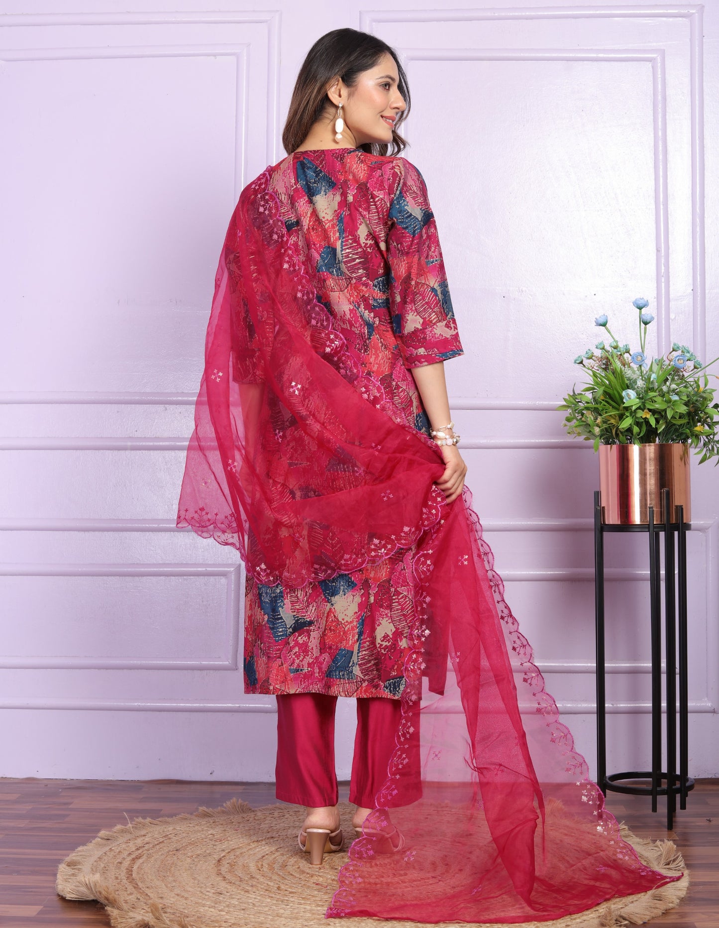 Modal Silk Straight Kurti in Wine Shade
