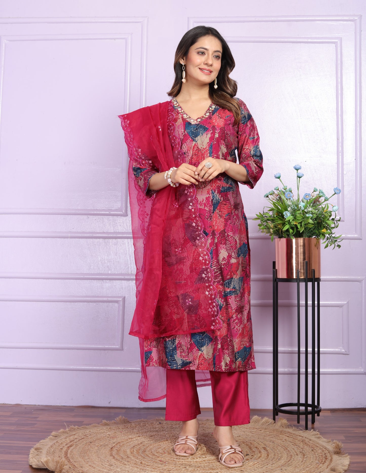 Modal Silk Straight Kurti in Wine Shade