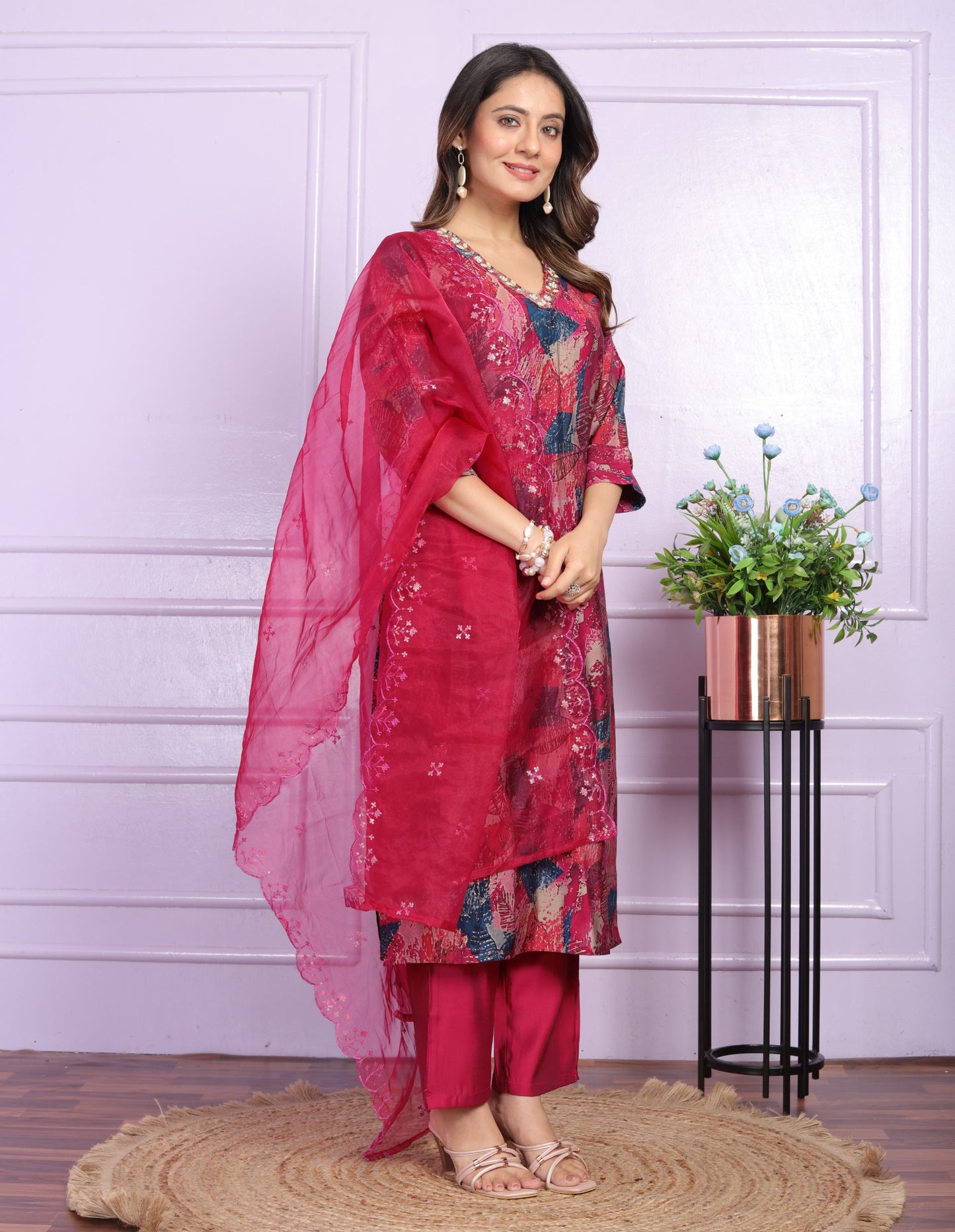 Modal Silk Straight Kurti in Wine Shade