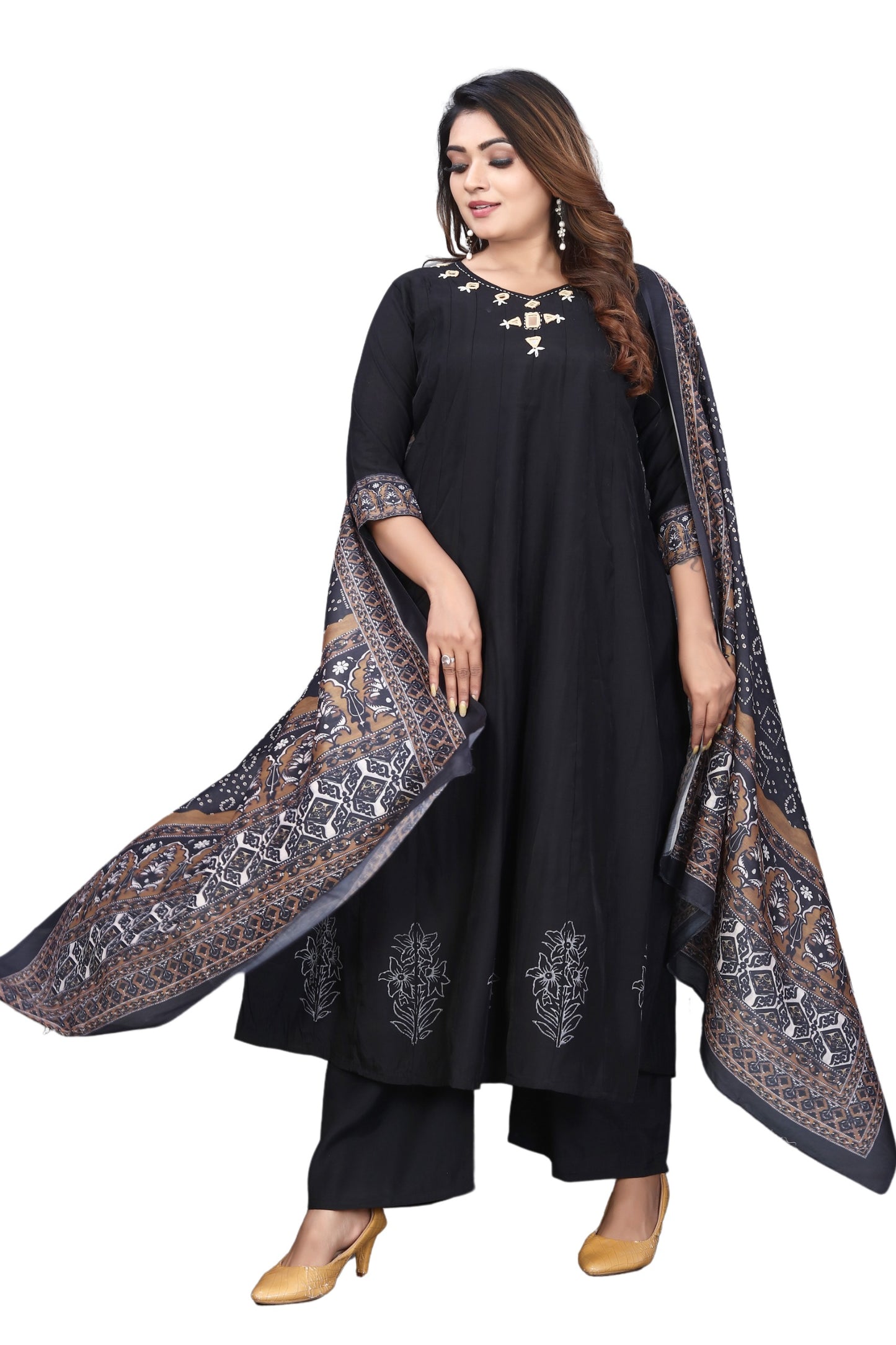 Roman Silk Anarkali with Palazzo