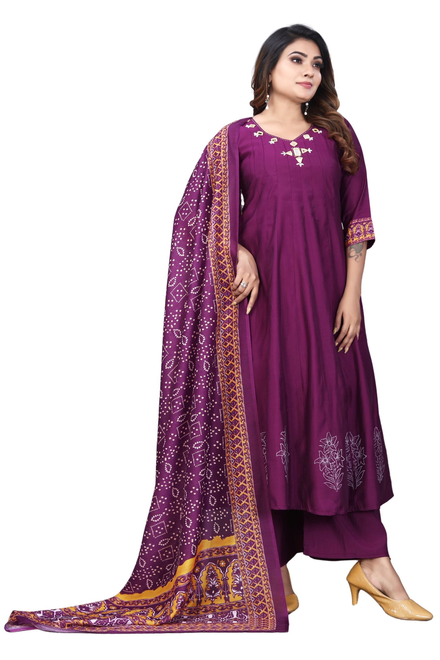 Roman Silk Anarkali with Palazzo