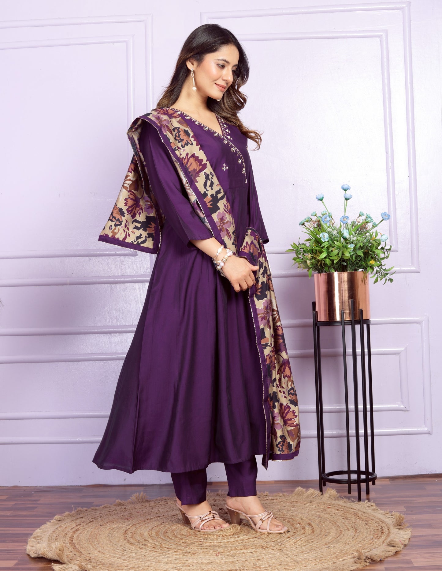 Russian Silk Angarkha Neck Kurti