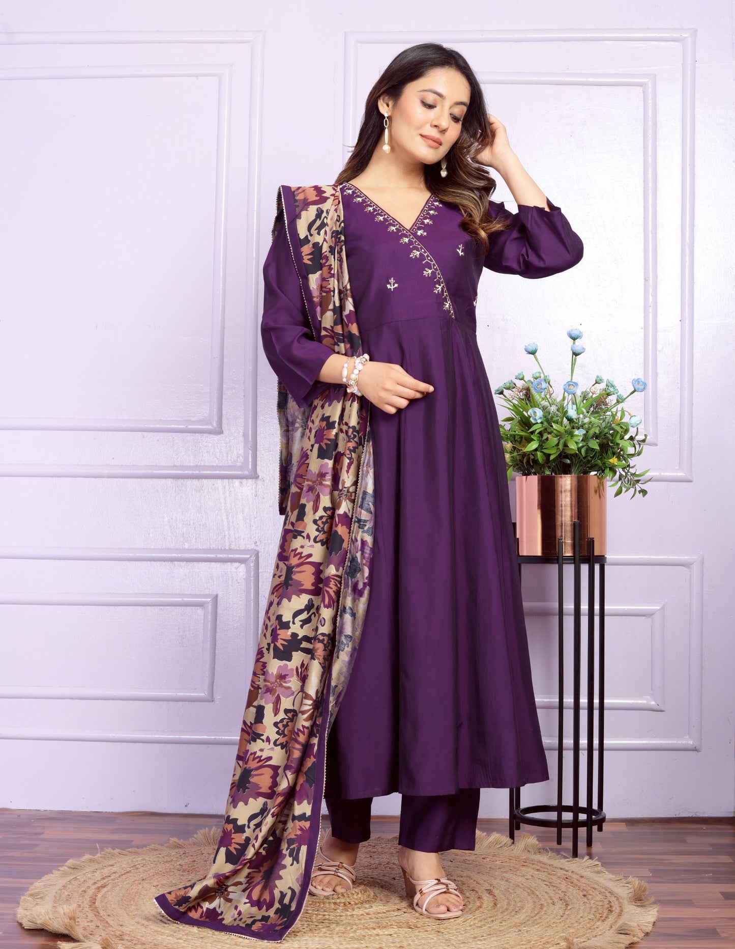 Russian Silk Angarkha Neck Kurti
