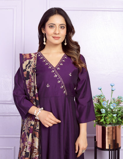 Russian Silk Angarkha Neck Kurti