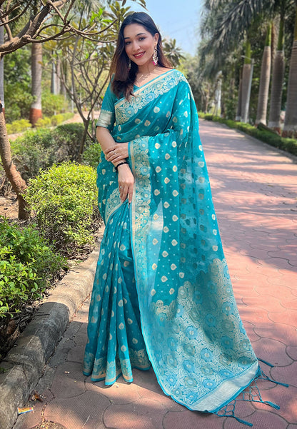 Pure Organza Meenakari Zari Woven Saree