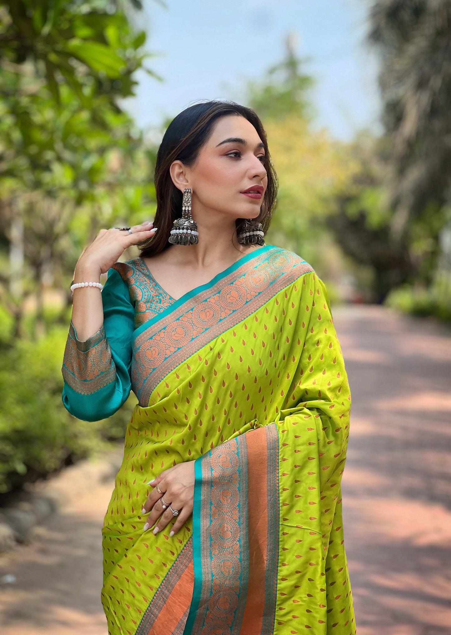 Paithani Silk Saree with Zari & Contrast Pallu