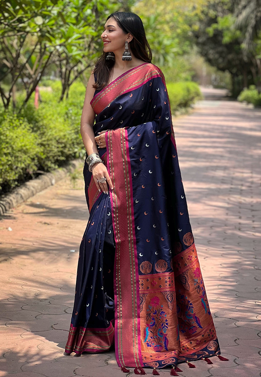 Paithani Soft Silk Saree with Zari Woven Border