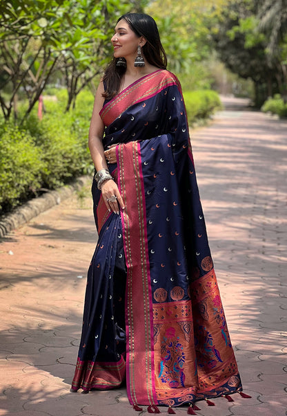 Paithani Soft Silk Saree with Zari Woven Border