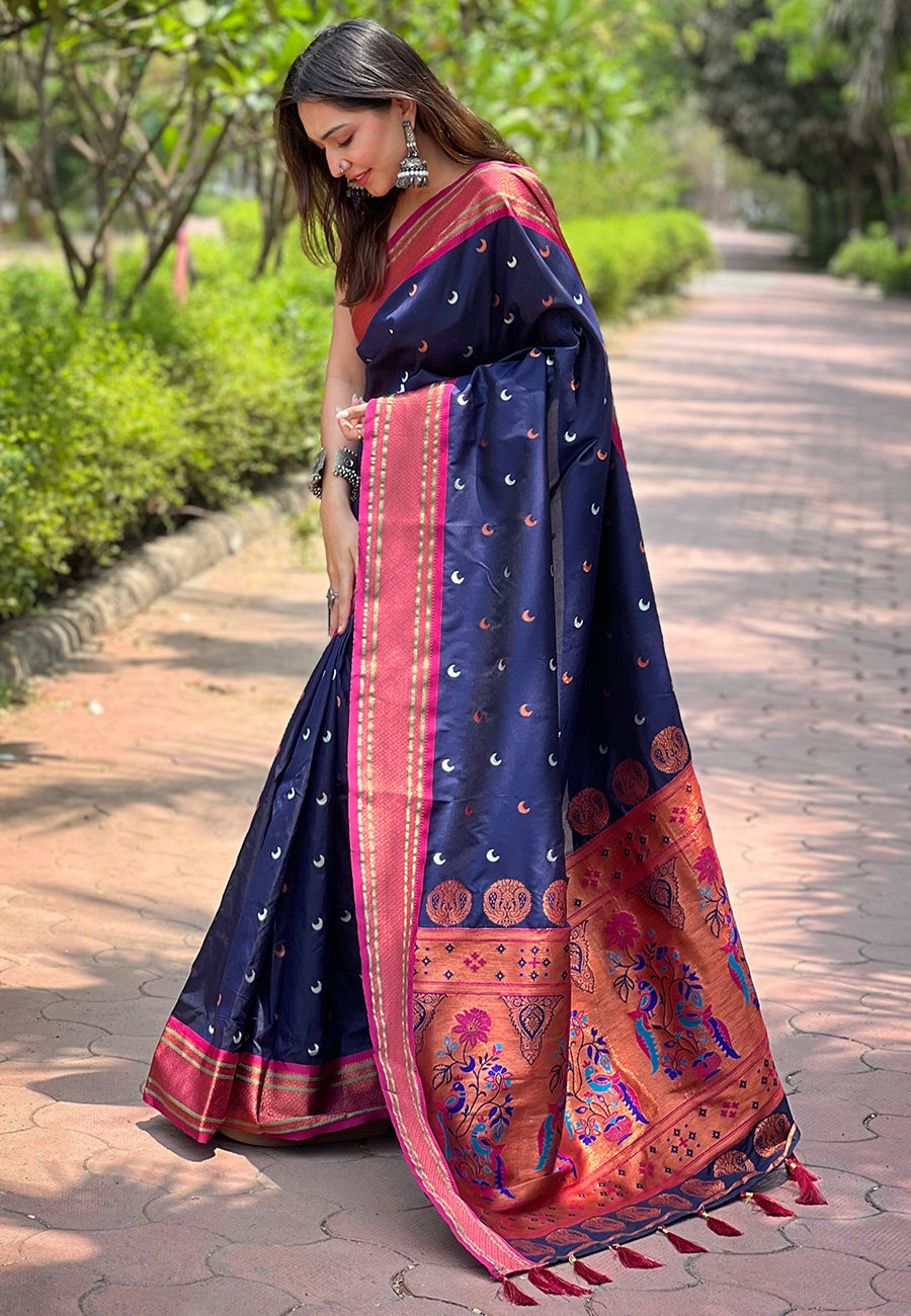 Paithani Soft Silk Saree with Zari Woven Border