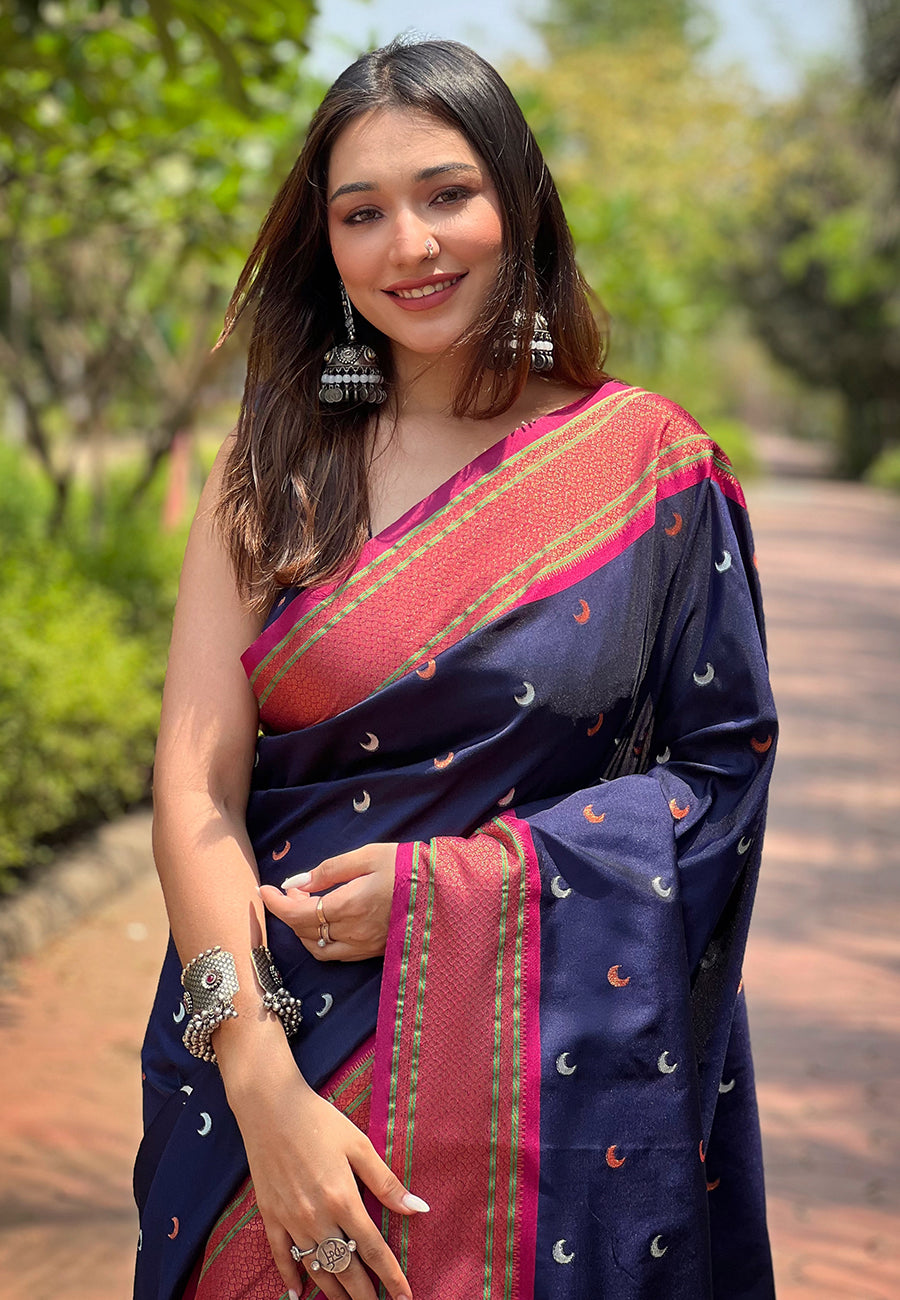 Paithani Soft Silk Saree with Zari Woven Border